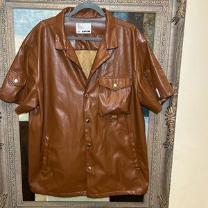 Brown faux leather shirt